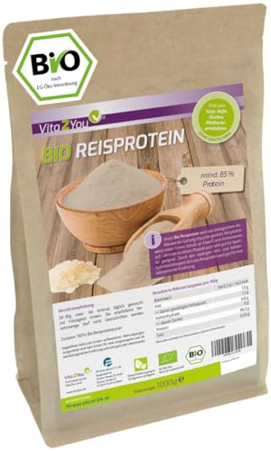 Vita2You Bio Reisprotein 1kg - Öko Anbau - 85%...